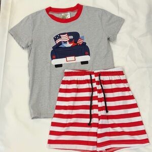 Patriotic Kids Pajama Set - Gray and Red